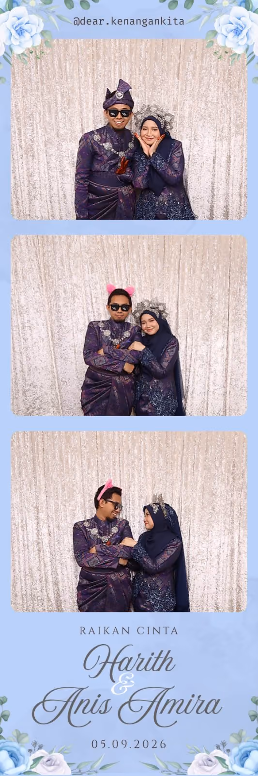 Design photostrip Dusty Blue Roses, Walimatulurus Harith & Anis Amira