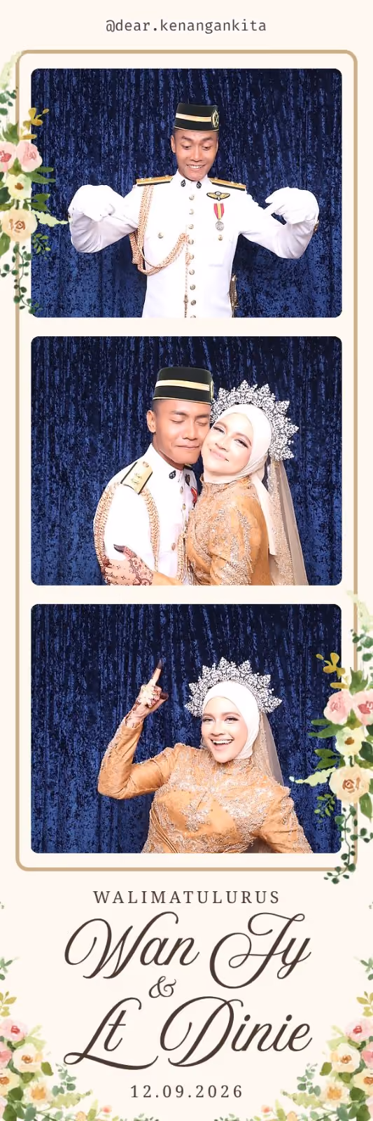 Design photostrip Floral Rose Gold, Walimatulurus Wan Jy & Qayyum