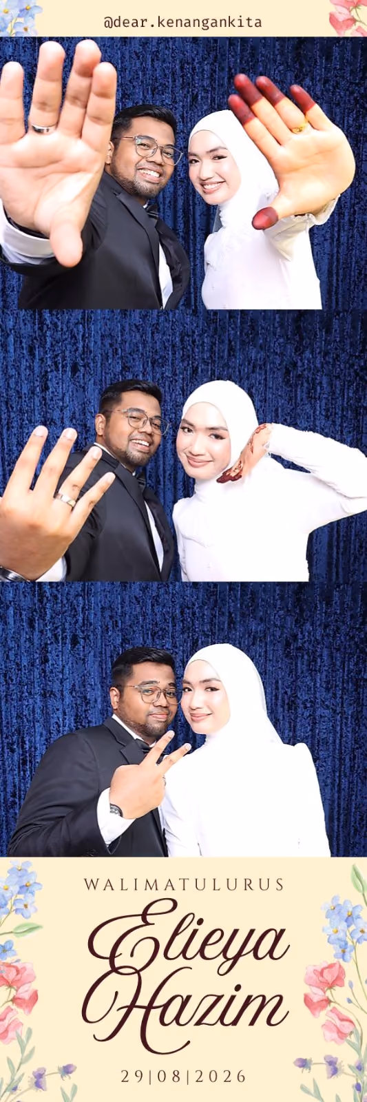 Design photostrip Royal Blue Flora, Walimatulurus Elieya & Hazim