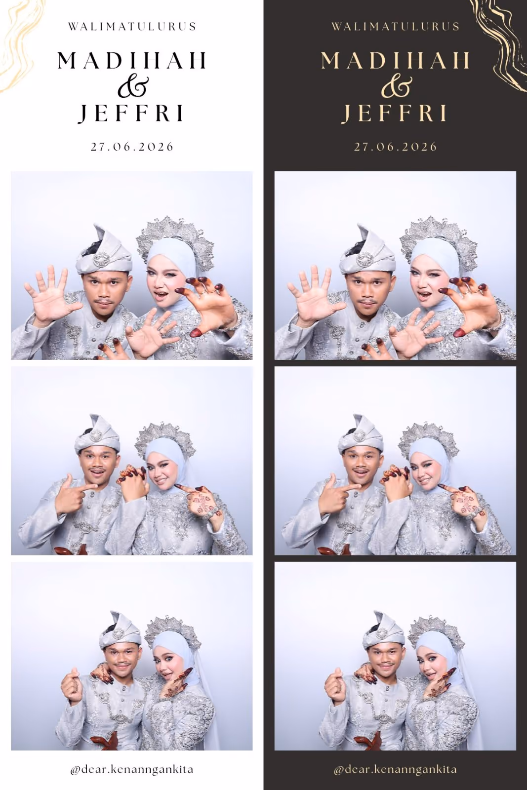 Design photostrip Gelombang Emas Elegan Duo, Madihah & Jeffri